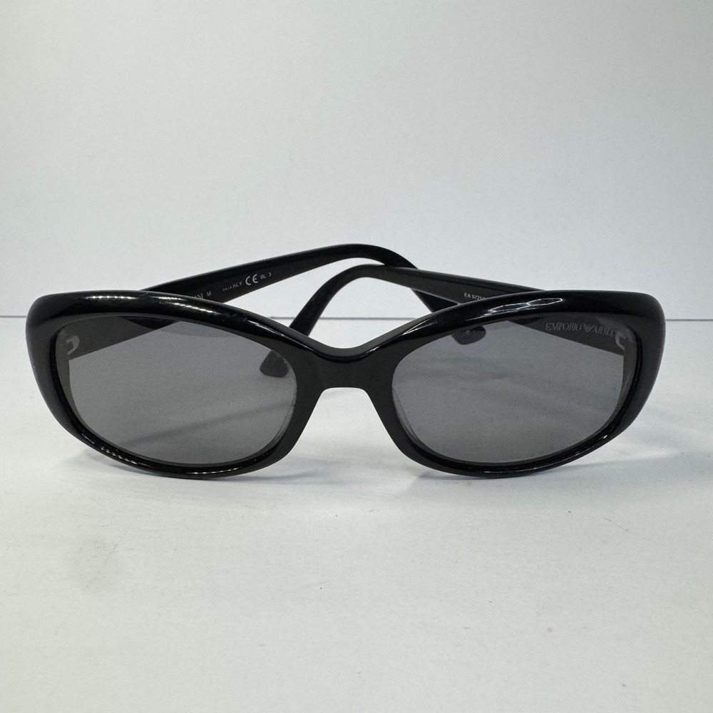 Emporio Armani EA 9721/S Black Oval Sunglasses Made in Italy Grey Lens 54-18-140